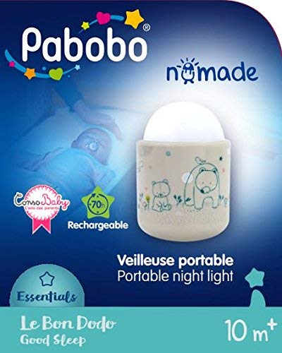 Pabobo - Dans les bois - Veilleuse Portable LED à Lumière Douce pour Bébé et Enfant - Rechargeable - 70 heures d'autonomie sans pile ni fil - Beige