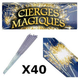 Lot de 40 Cierges magiques sous blisters - longueur 17 cm - longueur utile 8 cm - durée unitaire 45 secondes - décoration d'artifice de gateau pour l'intérieur catégorie 1