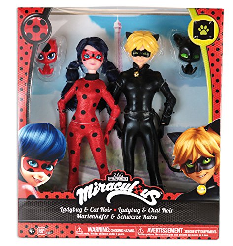 Bandai - Miraculous Ladybug - Pack de 2 Poupées mannequin 26 cm - Ladybug et Chat Noir - 39810