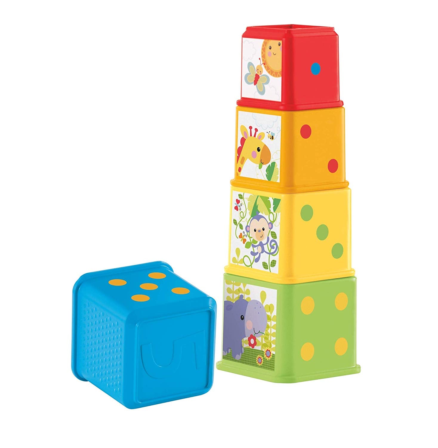 Fisher-Price Cubes Découvertes, jouet pour bébé à empiler et à emboîter, 6 mois et plus, CDC52