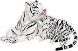 BRUBAKER - Peluche tigre et son bébé - 100 cm - Blanc