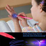 iZoeL Lot de 14 crayons à encre invisible avec lumière UV Cadeau d’anniversaire idéal pour les enfants 7 couleurs assorties - Version Allemande