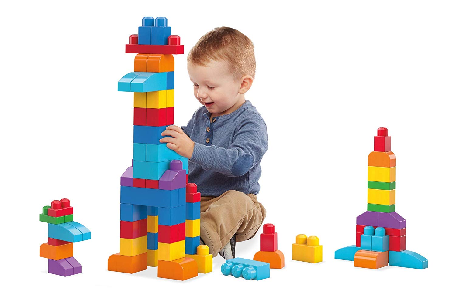 Mega Bloks Sac Bleu, briques et jeu de construction, 60 pièces, jouet pour bébé et enfant de 1 à 5 ans, DCH55