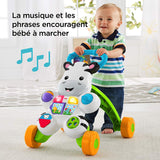 Fisher-Price Mon Trotteur Zèbre Parlant pour apprendre à marcher avec musique et activités d'éveil, pour bébé de 6 mois et plus, version française, DLD96