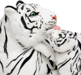 BRUBAKER - Peluche tigre et son bébé - 100 cm - Blanc