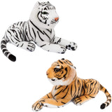 Brubaker - Deux Peluche Tigre Marron et Blanc - 25 cm