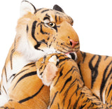 Brubaker - Peluche tigre et son bébé - 100 cm - Brun